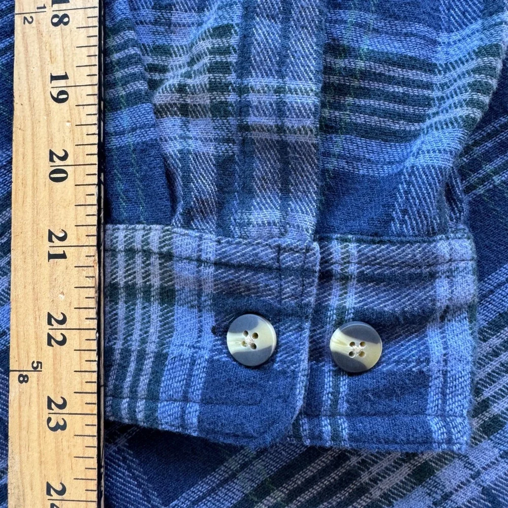 HickoryShirtCo Mens XL Blue Plaid Quarter Zip Flannel Pullover Shirt